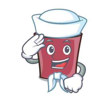 Denizci sıcak çikolata karakter karikatür