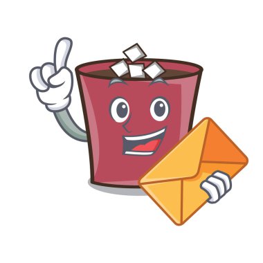 Zarf sıcak çikolata karakter karikatür vektör çizim ile