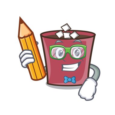 Öğrenci sıcak çikolata karakter karikatür vektör çizim