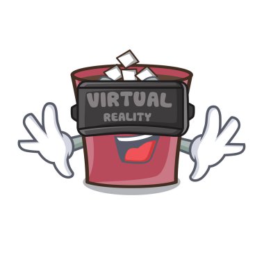 Sanal gerçeklik sıcak çikolata maskot karikatür vektör çizim