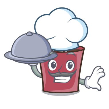 Şef yemek sıcak çikolata maskot karikatür vektör çizim ile