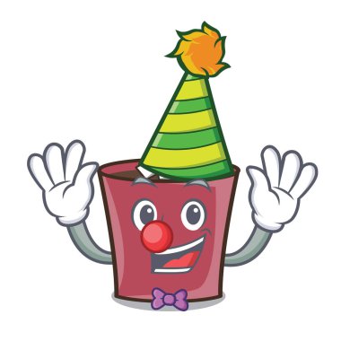 Palyaço sıcak çikolata maskot karikatür vektör çizim