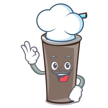 Şef buz çikolata karakter karikatür vektör çizim