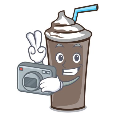 Fotoğrafçı buz çikolata maskot karikatür vektör çizim
