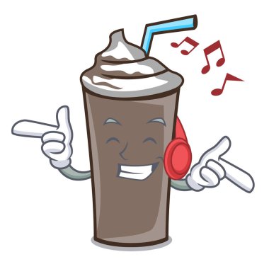 Dinleme müzik buz çikolata maskot karikatür vektör çizim