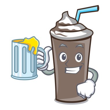 Suyu buz çikolata maskot karikatür vektör çizim ile