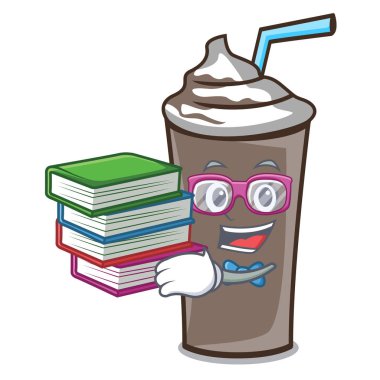 Öğrenci kitap buz çikolata maskot karikatür vektör çizim ile