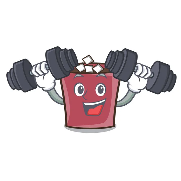 Fitness personagem de chocolate quente desenhos animados — Vetor de Stock