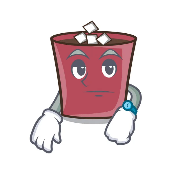 Esperando Chocolate Caliente Mascota Dibujo Animado Vector Ilustración — Vector de stock