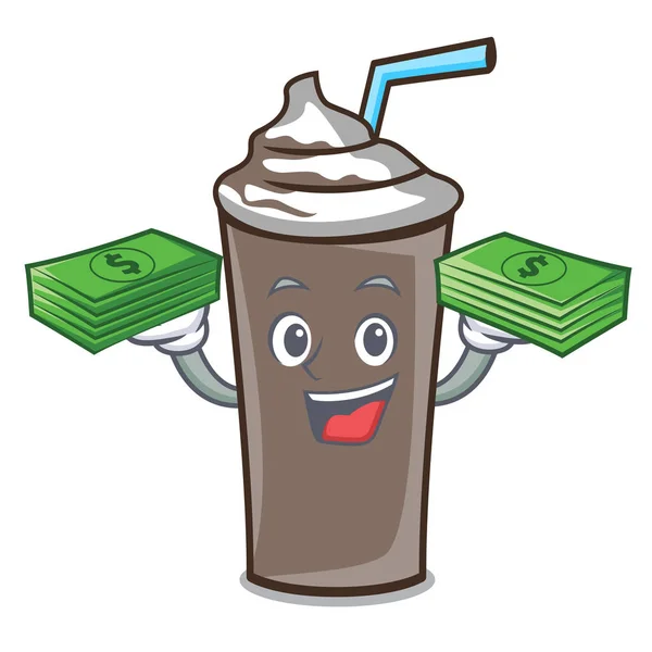 Con Bolsa Dinero Hielo Chocolate Mascota Dibujo Animado Vector Ilustración — Vector de stock