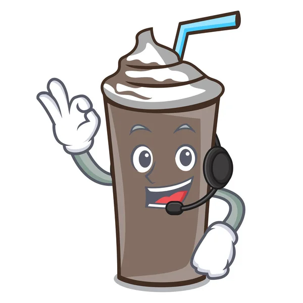 Headphone Ice Chocolate Mascot Cartoon Vector Illustration — Stock Vector