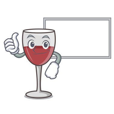 Başparmak yukarıya kurulu şarap karakter karikatür tarzı ile