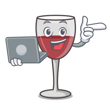 Dizüstü şarap karakter karikatür tarzı ile