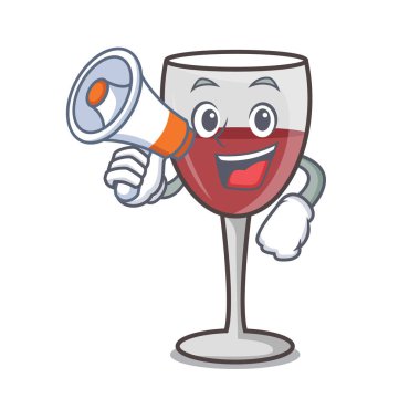 Megafon şarap karakter karikatür tarzı ile