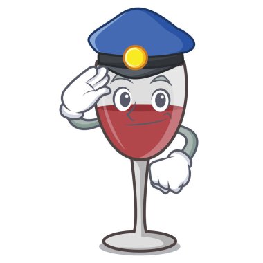 Polis karakter karikatür tarzı şarap