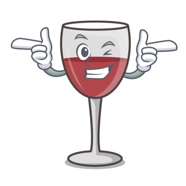 Wink şarap karakter karikatür tarzı