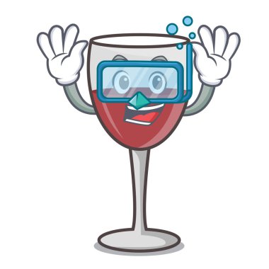 Şarap karakter karikatür tarzı dalış
