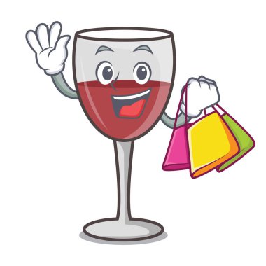 Şarap karakter karikatür tarzı alışveriş