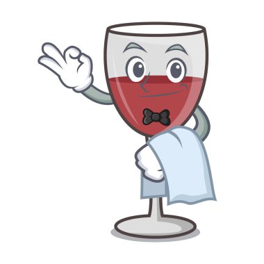 Garson şarap maskot karikatür tarzı