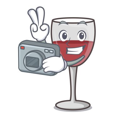 Fotoğrafçı şarap maskot karikatür tarzı