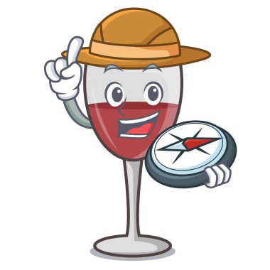 Explorer şarap maskot karikatür tarzı