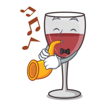 Trompet şarap maskot karikatür tarzı ile