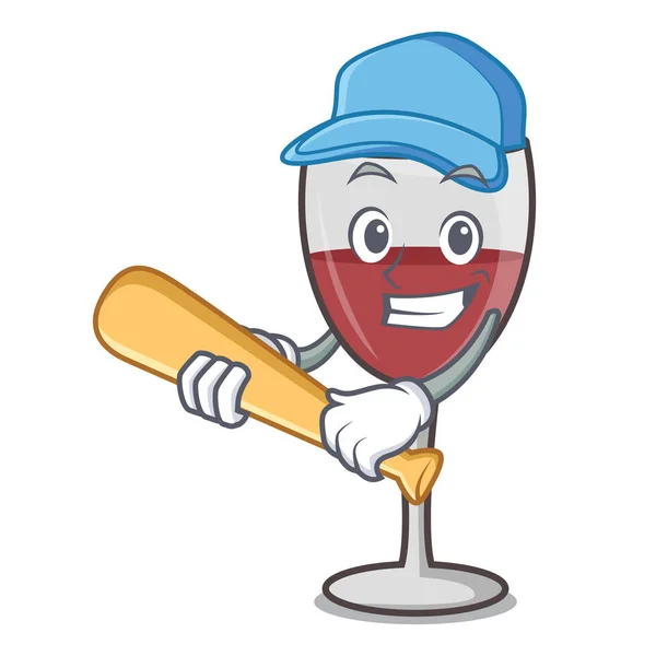 Oyun beysbol şarap karakter karikatür tarzı — Stok Vektör