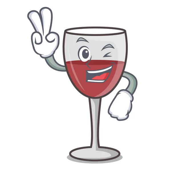 Dos dedos de vino carácter estilo de dibujos animados — Vector de stock