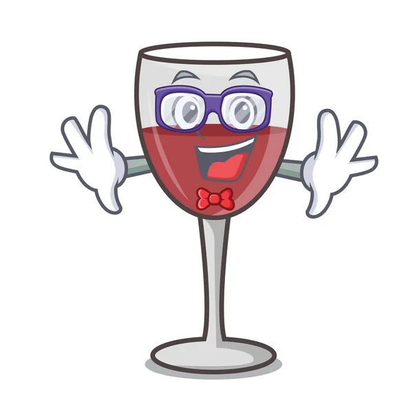 Estilo de desenho animado de caráter de vinho geek —  Vetores de Stock