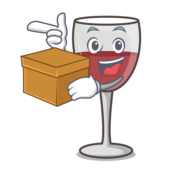 S box víno charakter kreslený styl — Stockový vektor