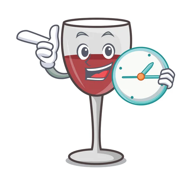 S hodiny víno charakter kreslený styl — Stockový vektor