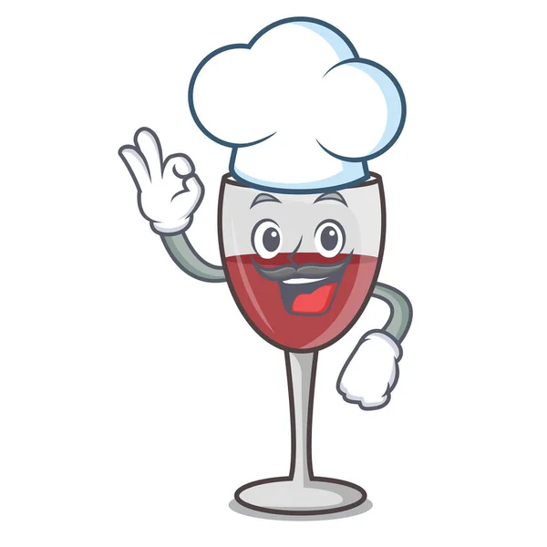 Chef vinho personagem desenho animado estilo —  Vetores de Stock