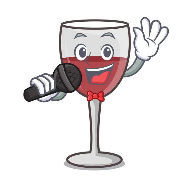 Cantando vino mascotte stile cartone animato — Vettoriale Stock