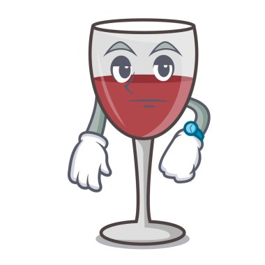 Bekleyen şarap maskot karikatür tarzı