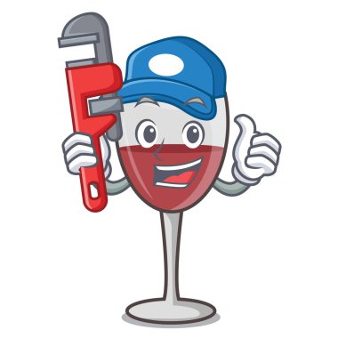 Tesisatçı şarap maskot karikatür tarzı