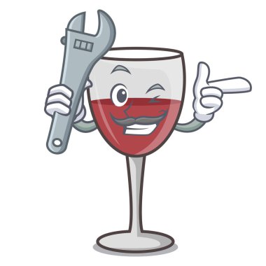 Mekanik şarap maskot karikatür tarzı