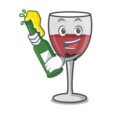 Bira şarap maskot karikatür tarzı ile