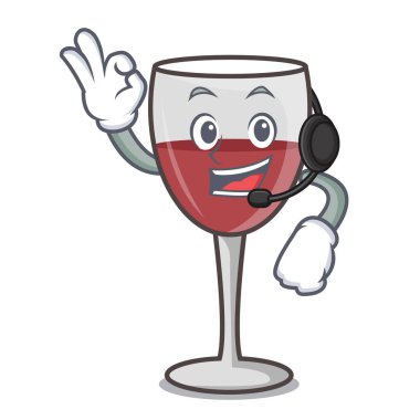 Kulaklık şarap maskot karikatür tarzı ile