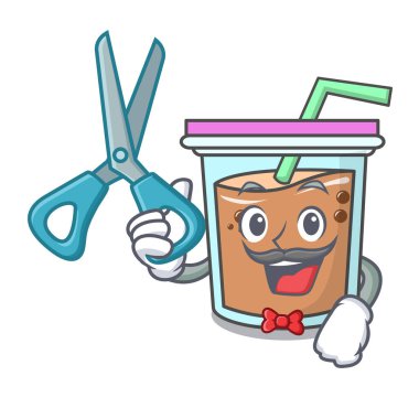 Kuaför kabarcık çay karakter karikatür