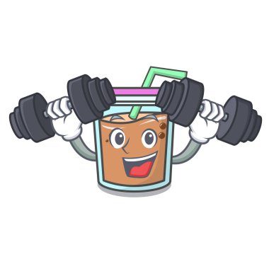 Fitness kabarcık çay karakter karikatür