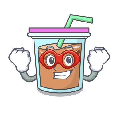 Süper kahraman kabarcık çay karakter karikatür