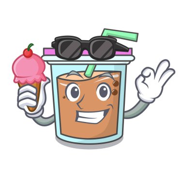 Dondurma kabarcık çay karakter karikatür ile