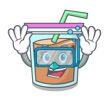 Dalış kabarcık çay karakter karikatür