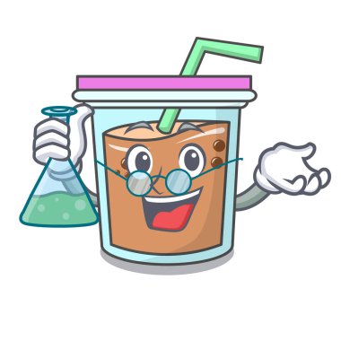 Profesör kabarcık çay karakter karikatür vektör çizim