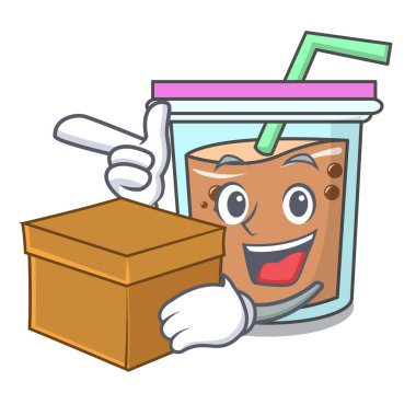 Kutusu kabarcık çay karakter karikatür ile