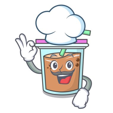 Şef kabarcık çay karakter karikatür