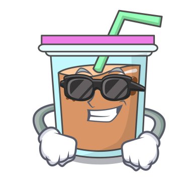 Süper cool kabarcık çay karakter karikatür