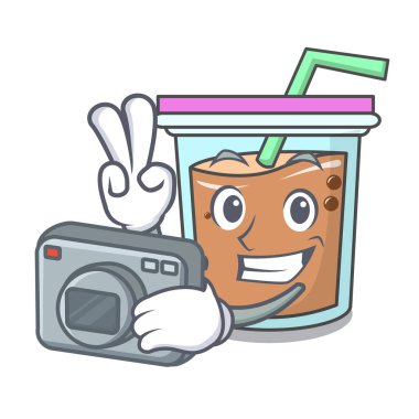 Fotoğrafçı kabarcık çay maskot çizgi film
