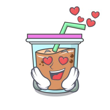 Aşk kabarcık çay maskot karikatür