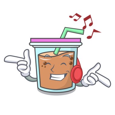 Dinleme müzik kabarcık çay maskot çizgi film